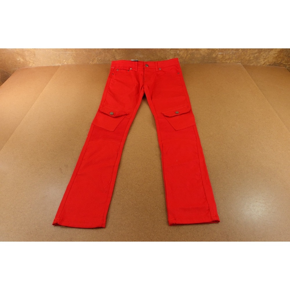 LR Scoop Mens Size 32/32 Red Stretch Denim Pocketed Moto Skinny Jeans NWT